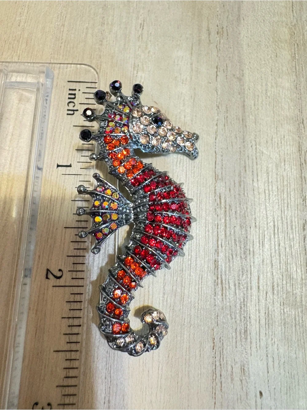 Sequin Crystal Seahorse Wall Accent in Red and Orange